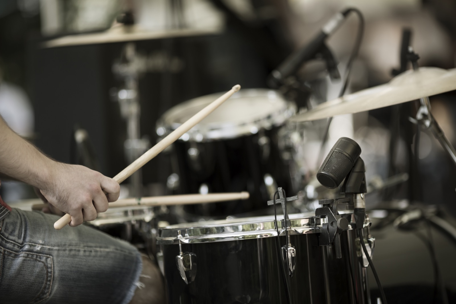Close-up of a drum kit
